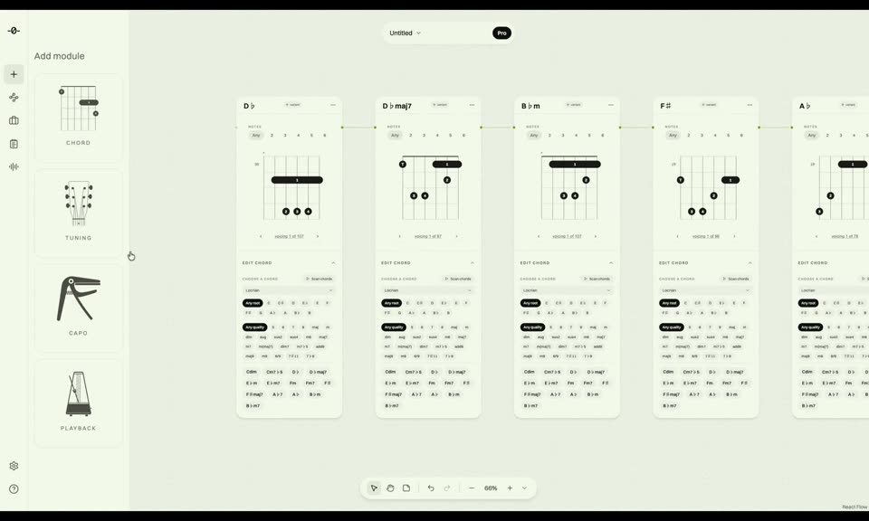 Open—Shape canvas board with chords wired into a progression